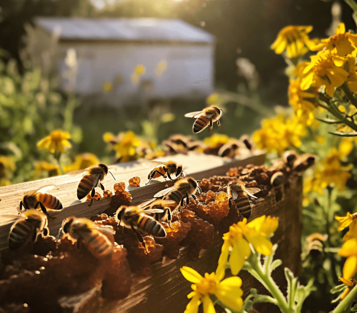 Delta Bees bees gathering nectar from flowers